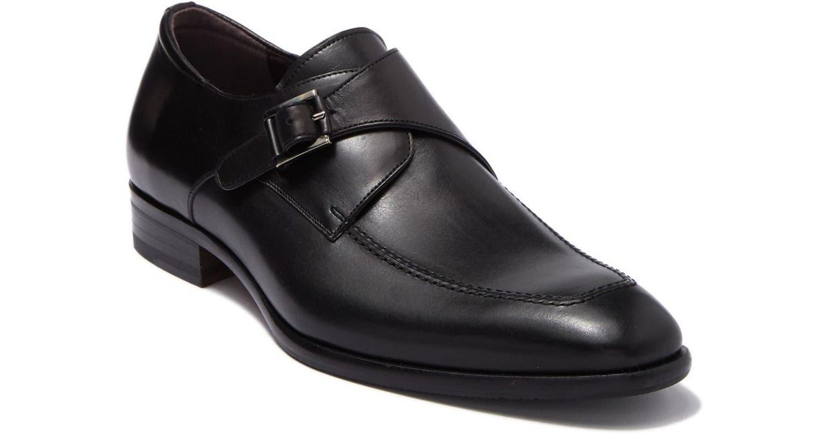 Mezlan Leather Monk Strap Loafer in Black for Men - Lyst