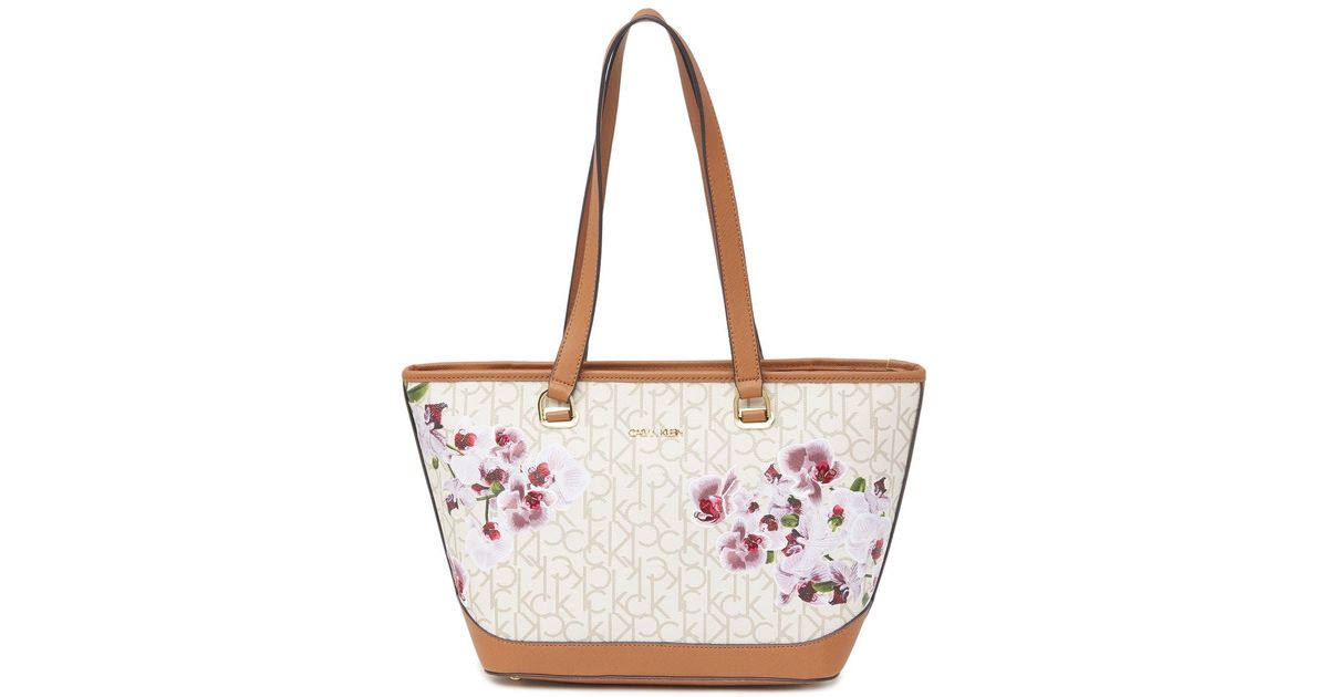 calvin klein janae orchid logo tote