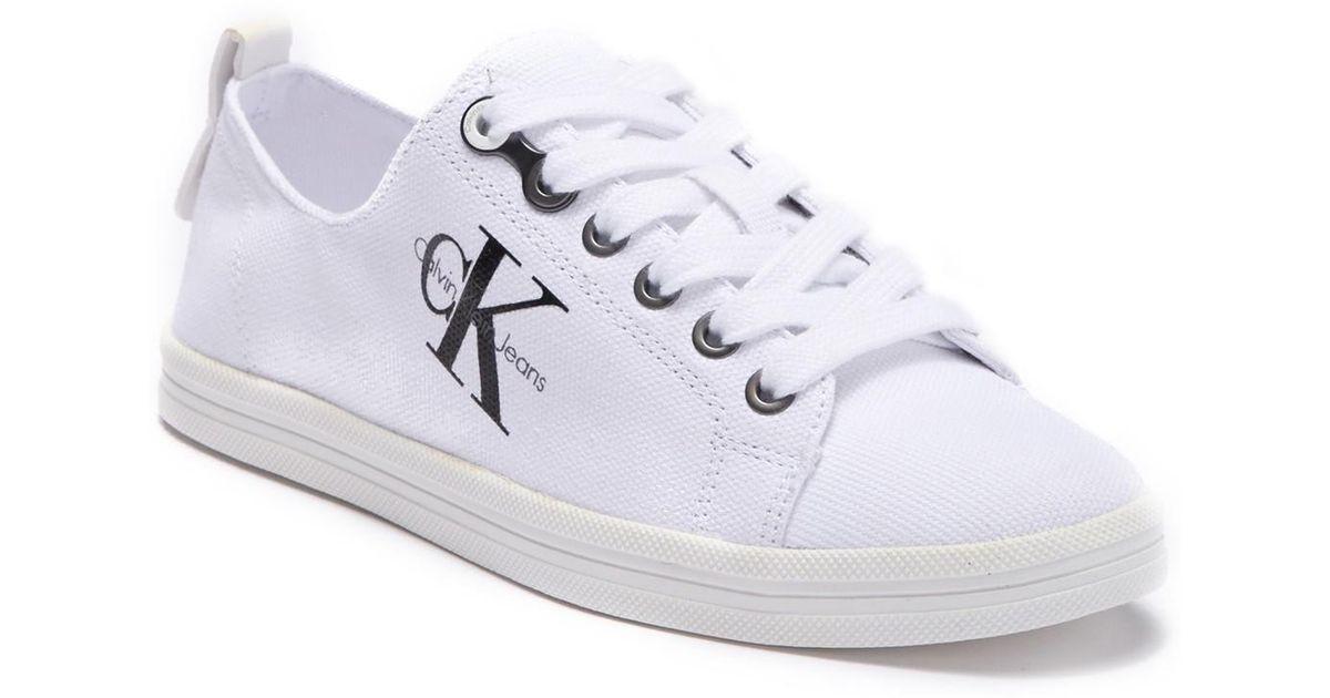calvin klein zolah white canvas flatform trainers