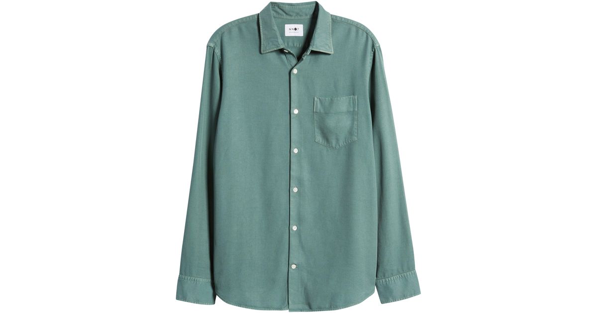 NN07 Errico Slim Fit Solid Buttonup Shirt In Mallard Green At