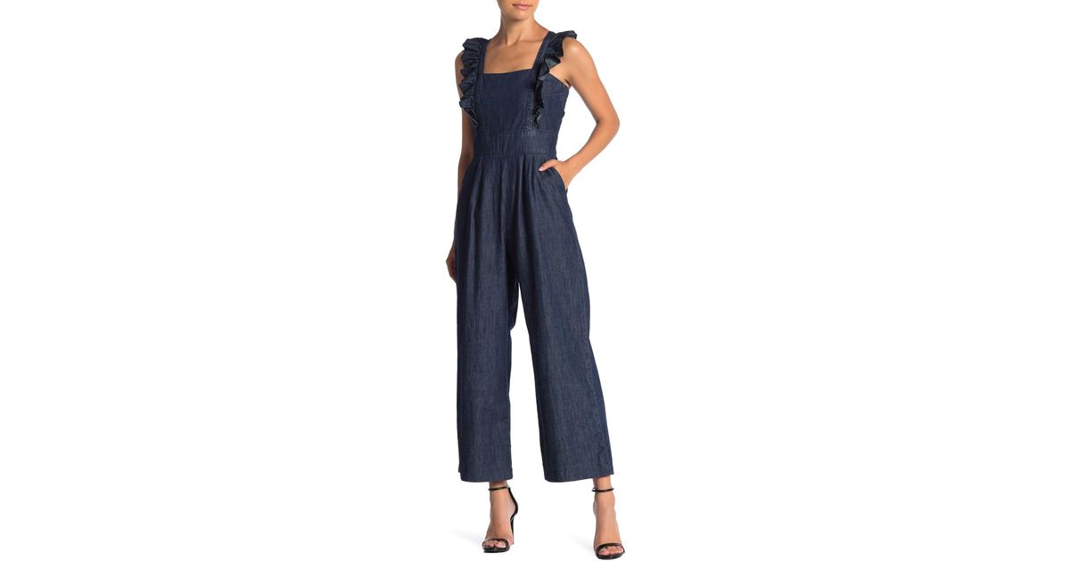 ella moss collared denim jumpsuit