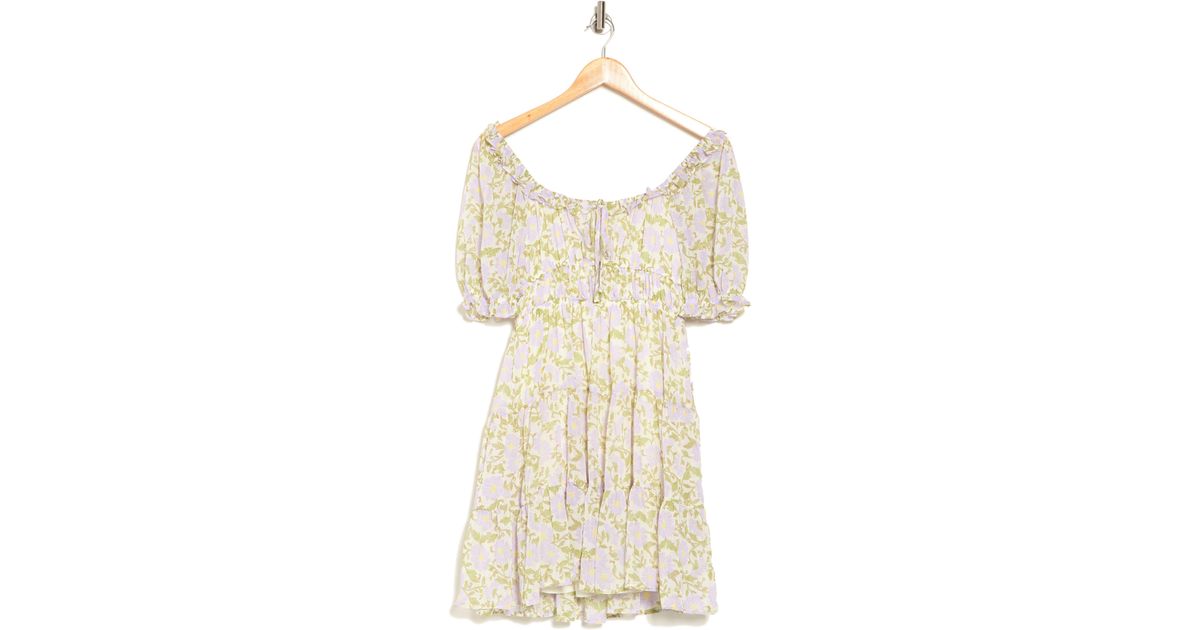 Blu Pepper Floral Puff Sleeve Dress in Natural Lyst