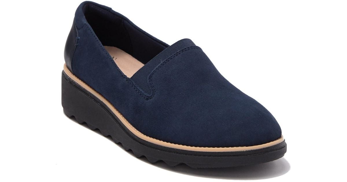 Clarks Sharon Dolly Suede Shoes In Navy Wide Fit Size 7 in Clarks Sharon Dolly Suede Shoes In Navy Wide Fit Size 7 in