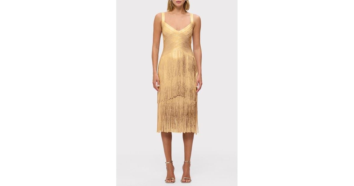 Herve Leger Dress Fringe Herv Lger Draped Fringe One-Shoulder Gown Saks  Fifth Avenue