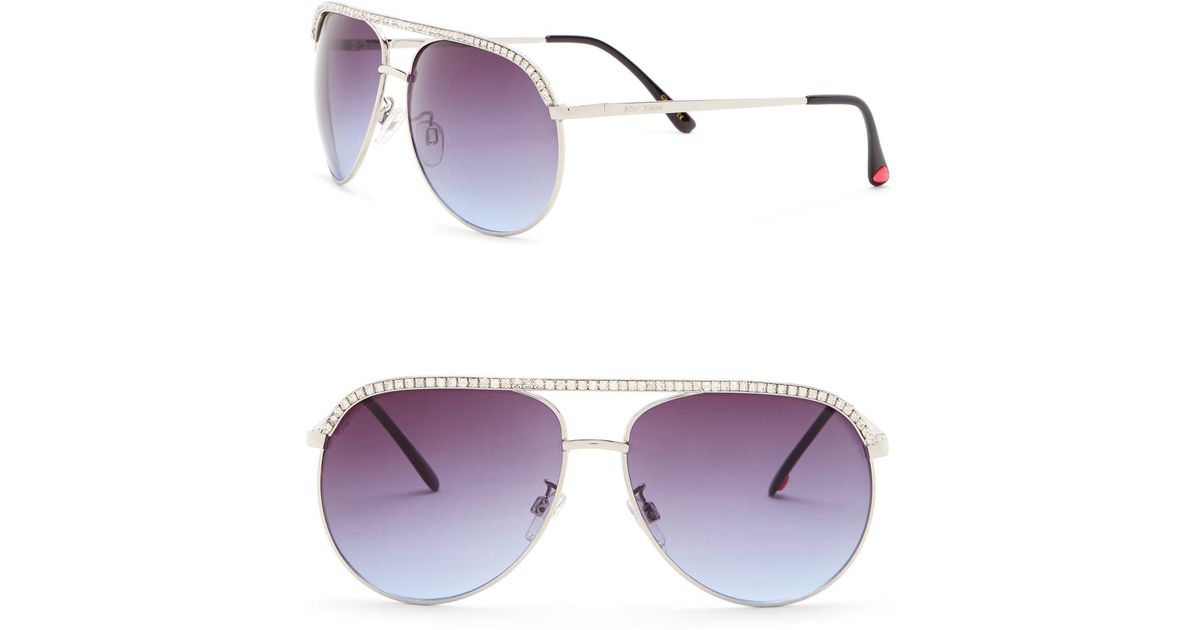 Betsey Johnson Rhinestone Embellished Aviator Sunglasses in Silver  (Metallic) - Lyst