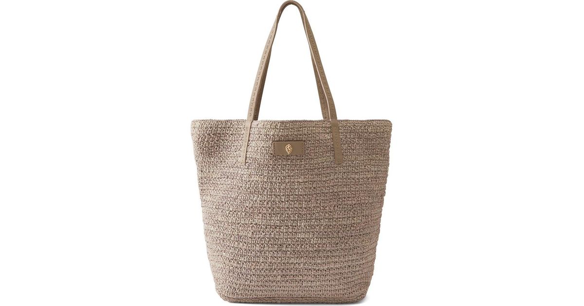 Helen Kaminski Davoletta Raffia Crochet Small Tote Bag in Brown | Lyst