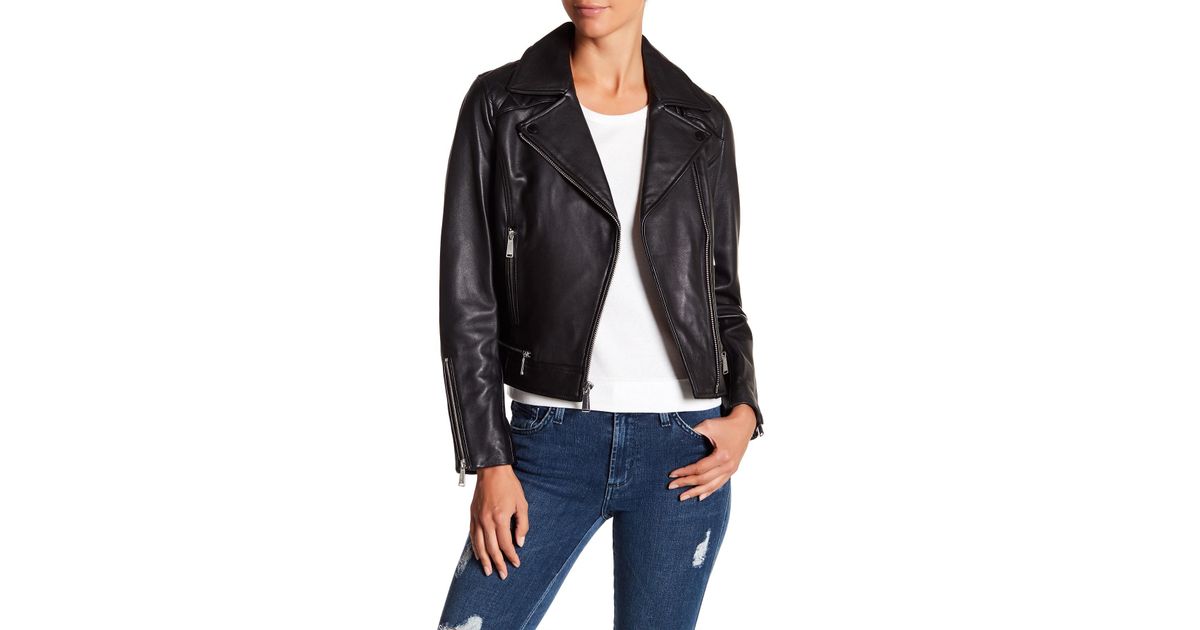 Lyst Bcbgeneration Asymmetrical Zip Leather Moto Jacket In Black
