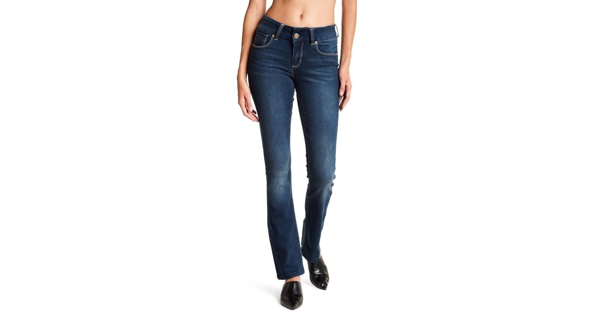 Seven7 Cotton Tummy-less Slim Bootcut Jean in Blue - Lyst