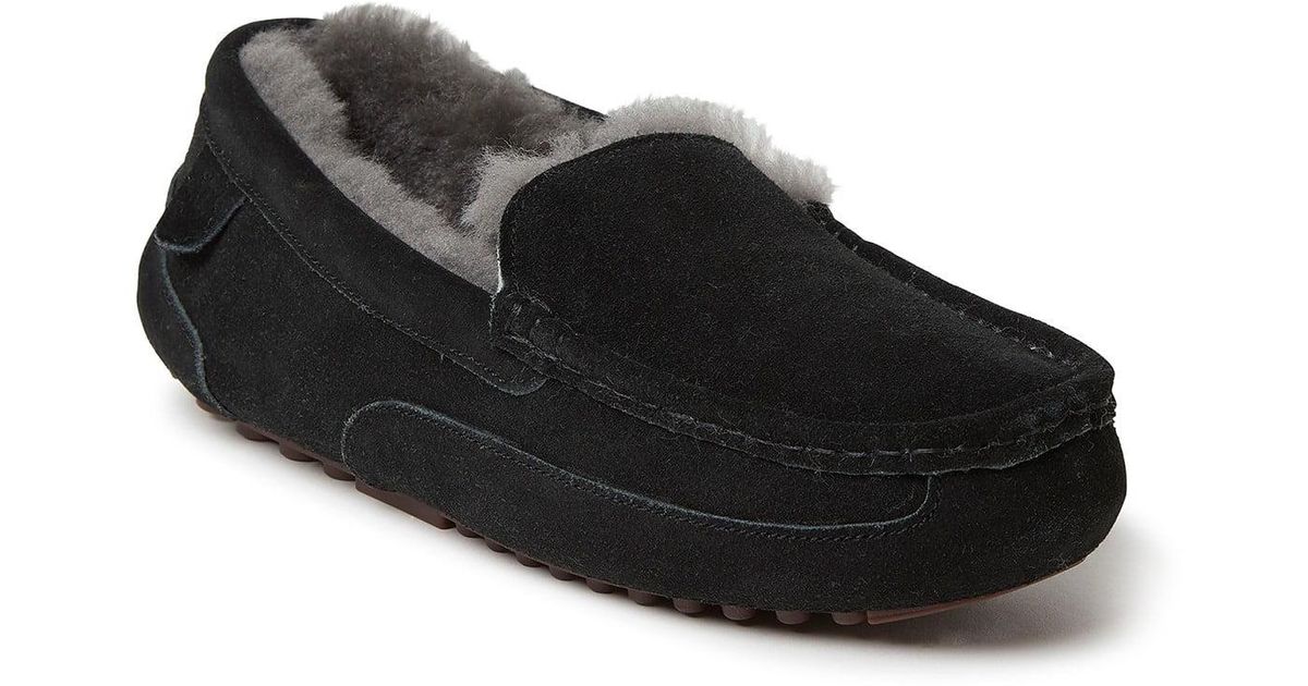 dearfoams fireside melbourne genuine shearling lined moccasin slipper