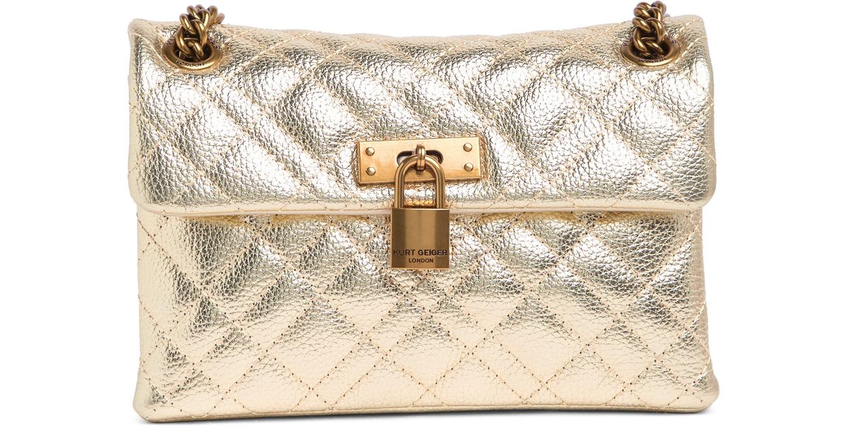 Kurt Geiger Leather Mini Brixton Lock Shoulder Bag In Gold At Nordstrom