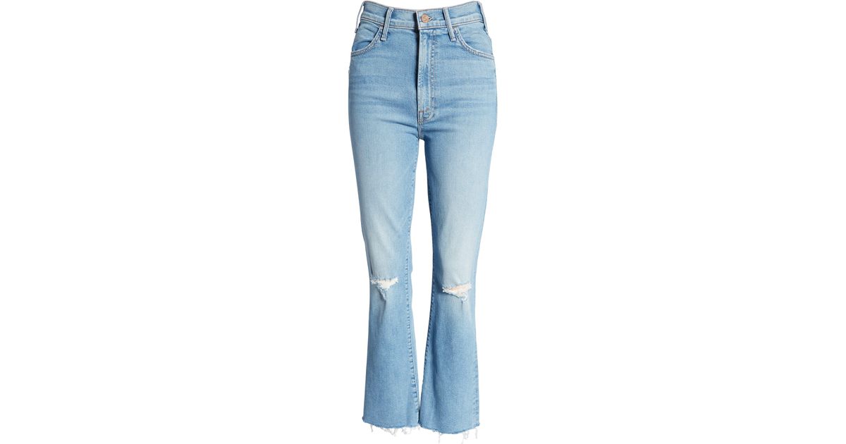 Mother The Hustler Distressed Raw Hem Ankle Jeans In Thrilling Shots At  Nordstrom Rack in Blue | Lyst