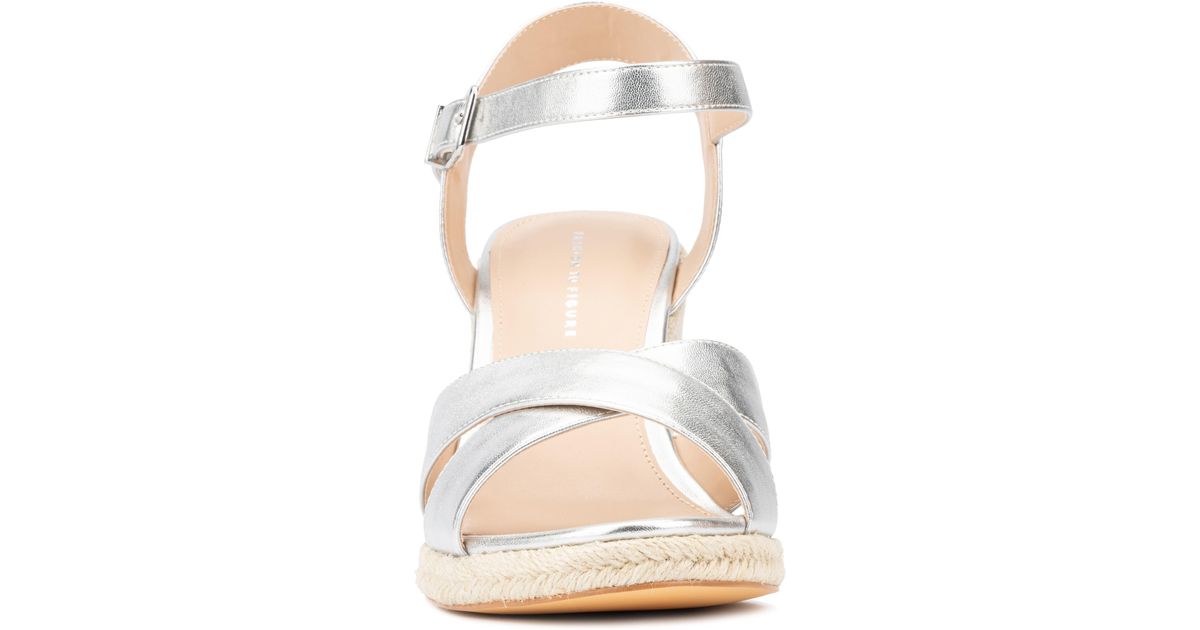 FASHION TO FIGURE Irene Metallic Espadrille Wedge Sandal in White | Lyst
