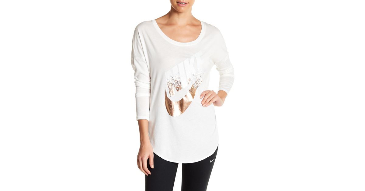 Nike Signal Metallic Long Sleeve Women White, Brown Nike Signal Metallic Long Sleeve Women White, Brown