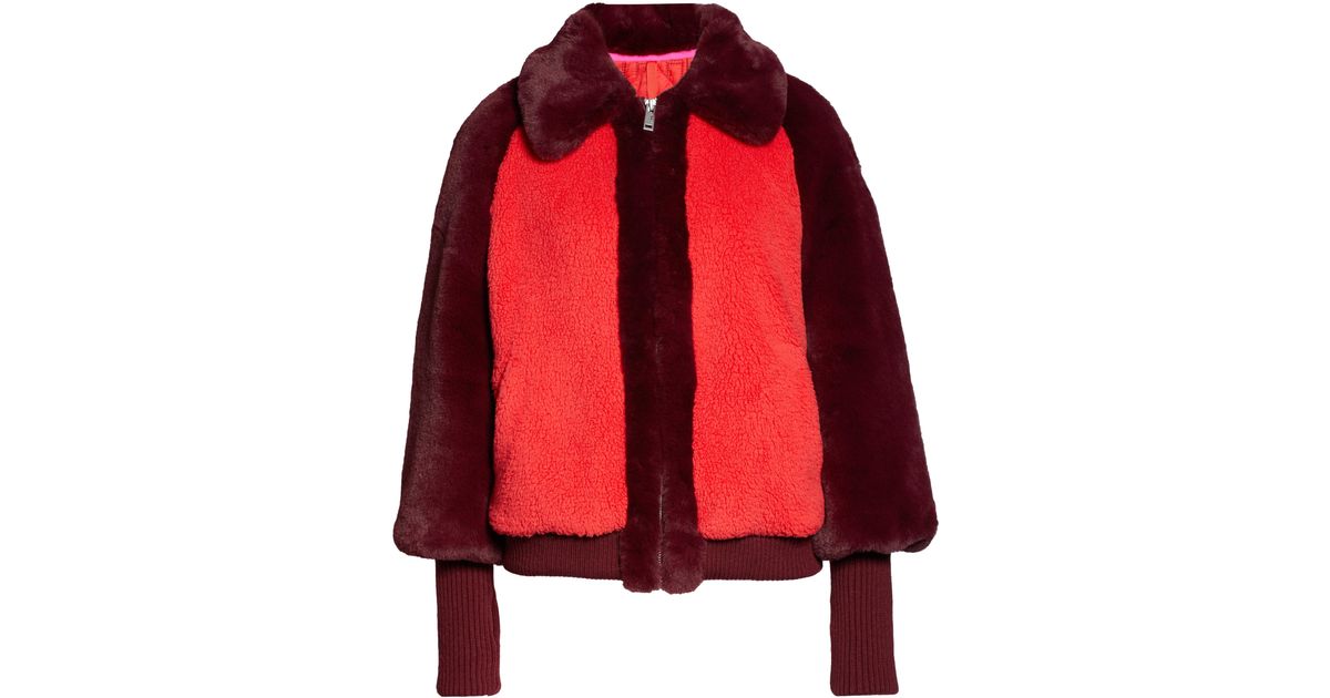 augusta faux fur & faux shearling baseball jacket