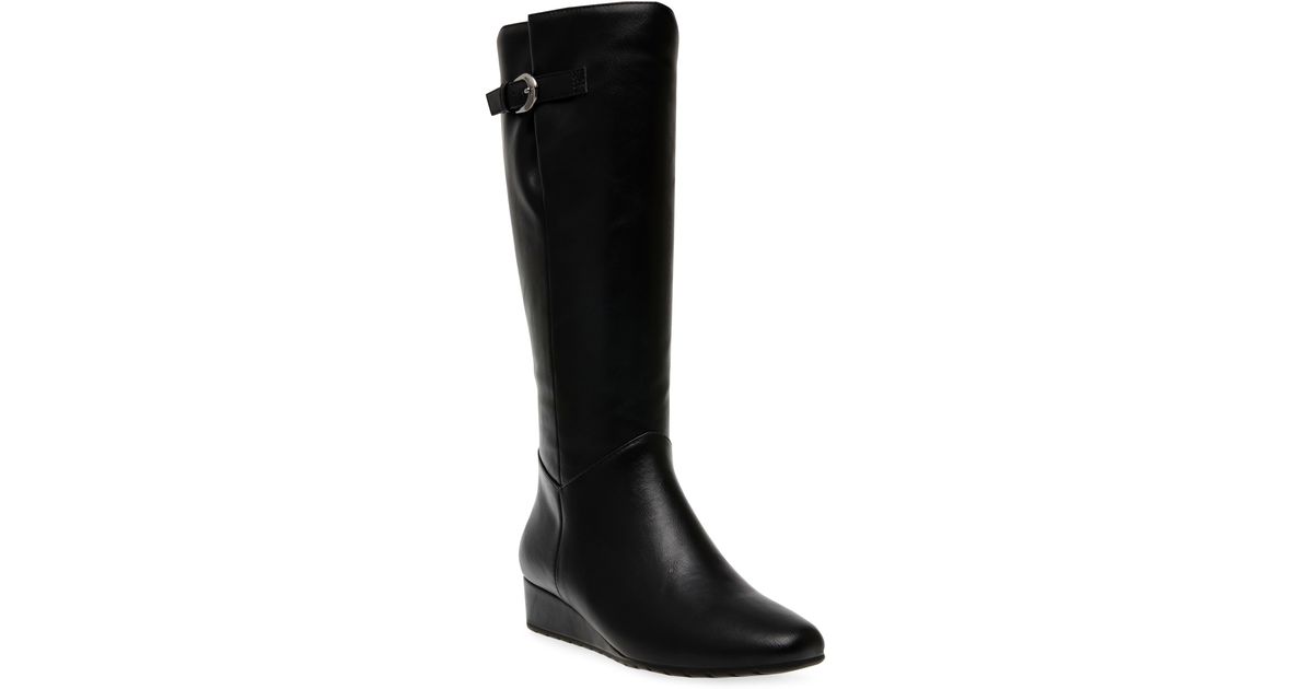 Anne klein top black leather boots