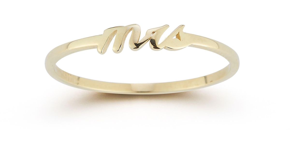 Ember Fine Jewelry 14k Gold 'mrs' Ring in White Lyst