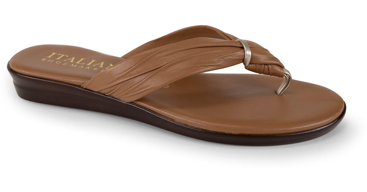 Italian Shoemakers Aleena Thong Sandal in Brown Lyst