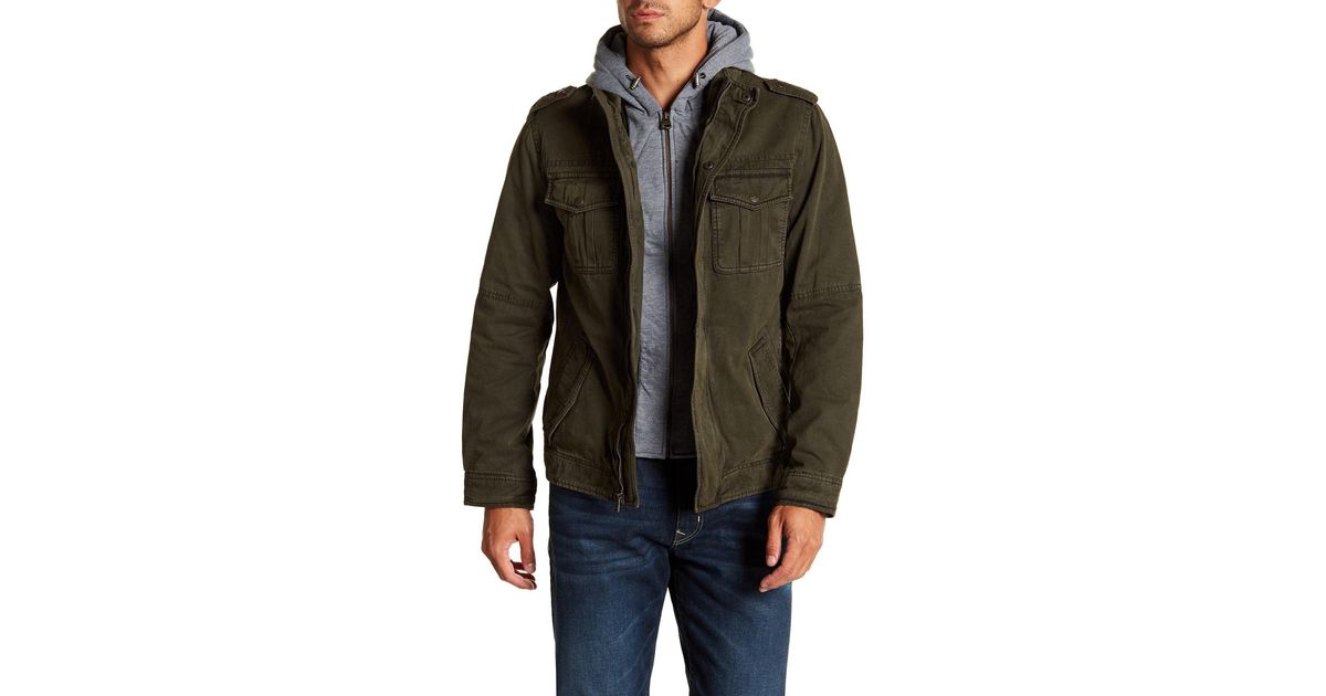levi's faux shearling lined hooded military jacket