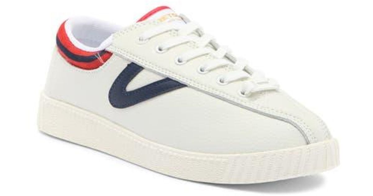 Tretorn Retro Low-Top Leather Sneakers in White | Lyst