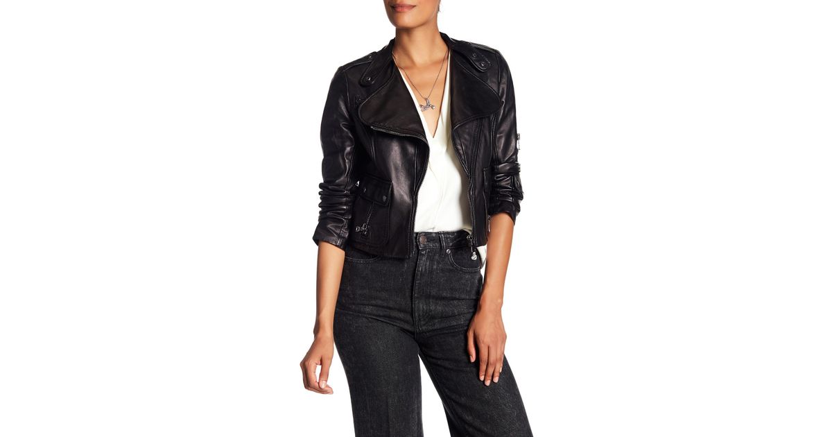 Lyst Marc Jacobs Lambskin Leather Moto Jacket In Black