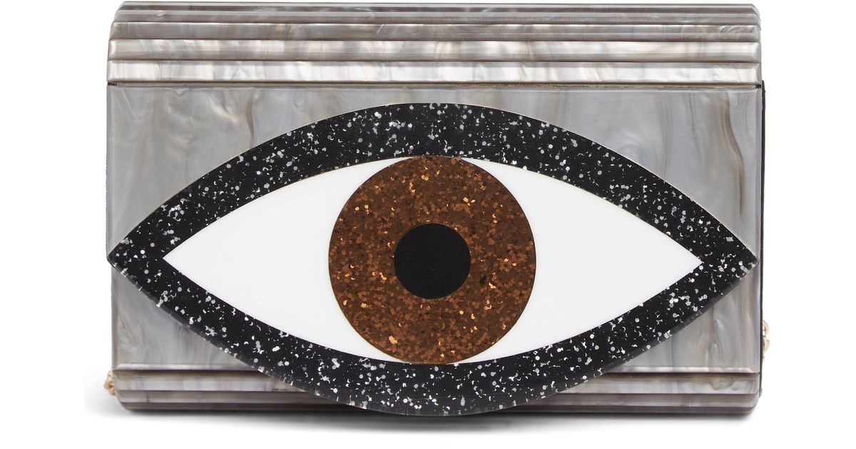 Kurt Geiger Evil Eye Envelope Crossbody Clutch Bag In Silver At