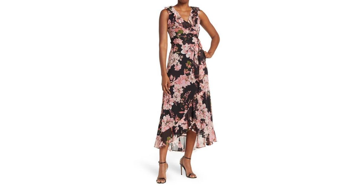 sachin and babi light blue dress London Times Ruffle Wrap Maxi Dress