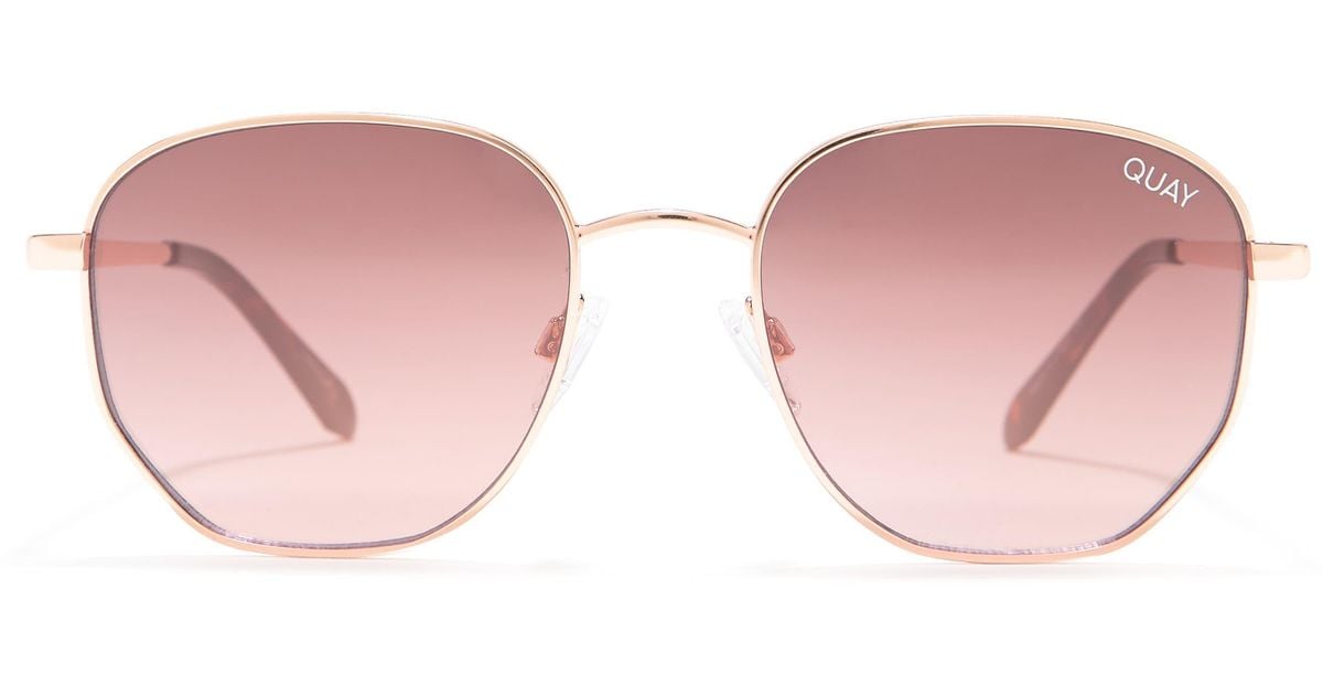Quay Big Time 48mm Gradient Round Sunglasses In Rose Gold/pink At