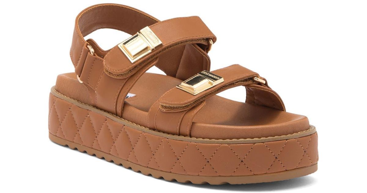 【Steve Madden】Bowie プラットフォームスリングバックサンダル Steve Madden Bowie Platform Slingback Sandal in Brown | Lyst