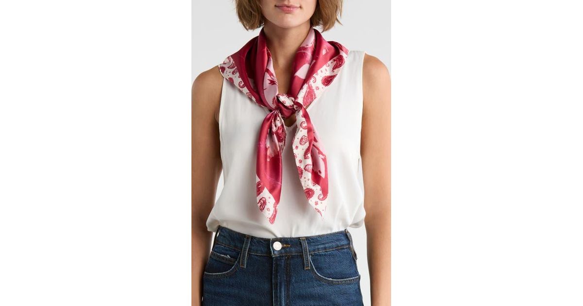 Nordstrom Rack Floral Satin Scarf in Red Lyst