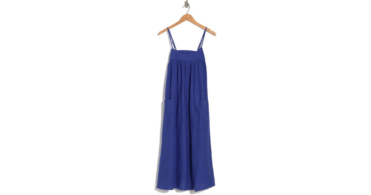 Madewell Sonja Linen Blend Dress in Blue | Lyst