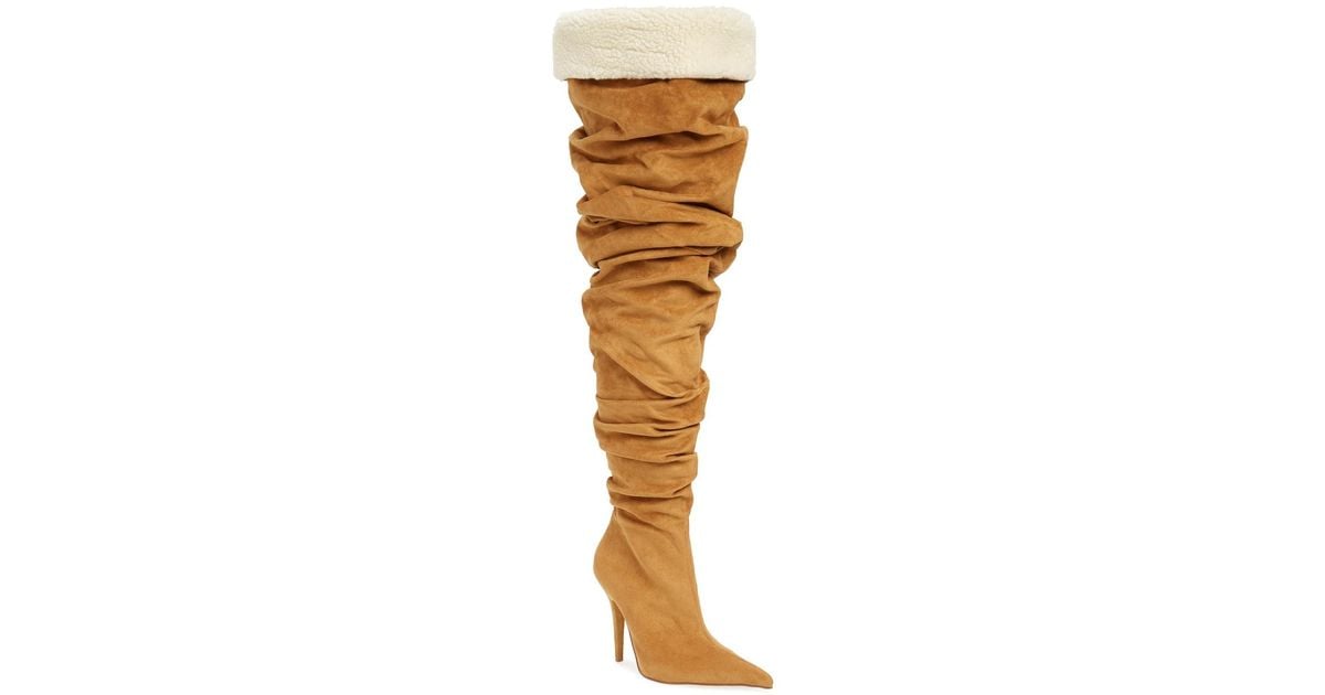 thigh high shearling boots