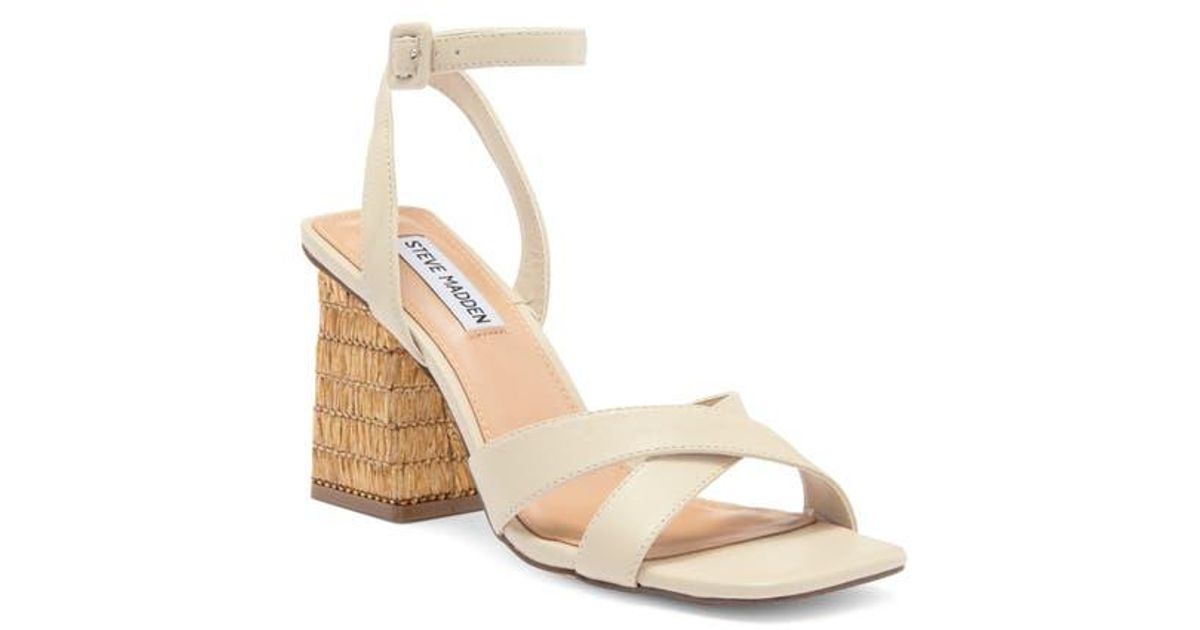 Steve Madden Renley Block Heel Ankle Strap Sandal in Natural