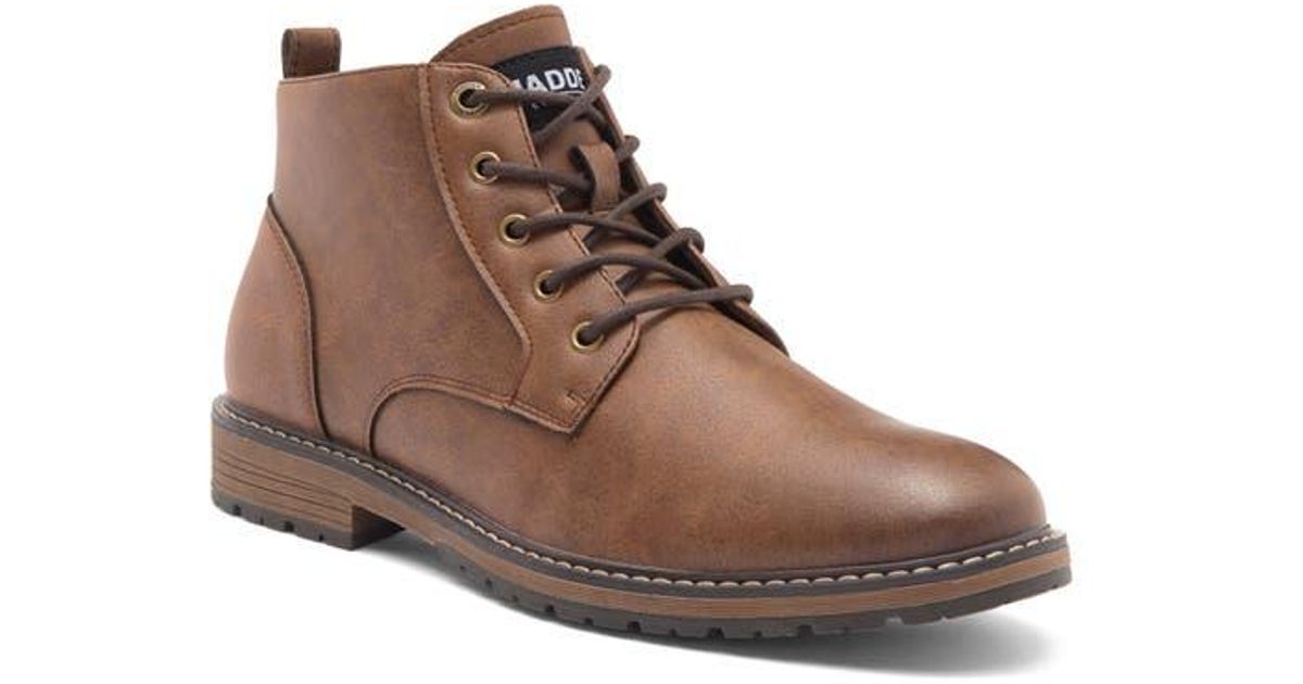 Steve Madden Men\'s Brown Leather Lace-Up Boots with Cream Sole REID Dark Brown Lace-Up Lug Men main image 3