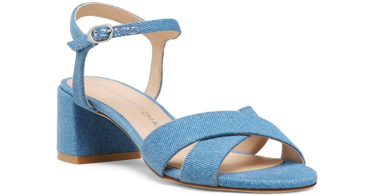 Stuart Foot Stuart Weitzman Dayna Ankle Strap Sandal in Blue | Lyst