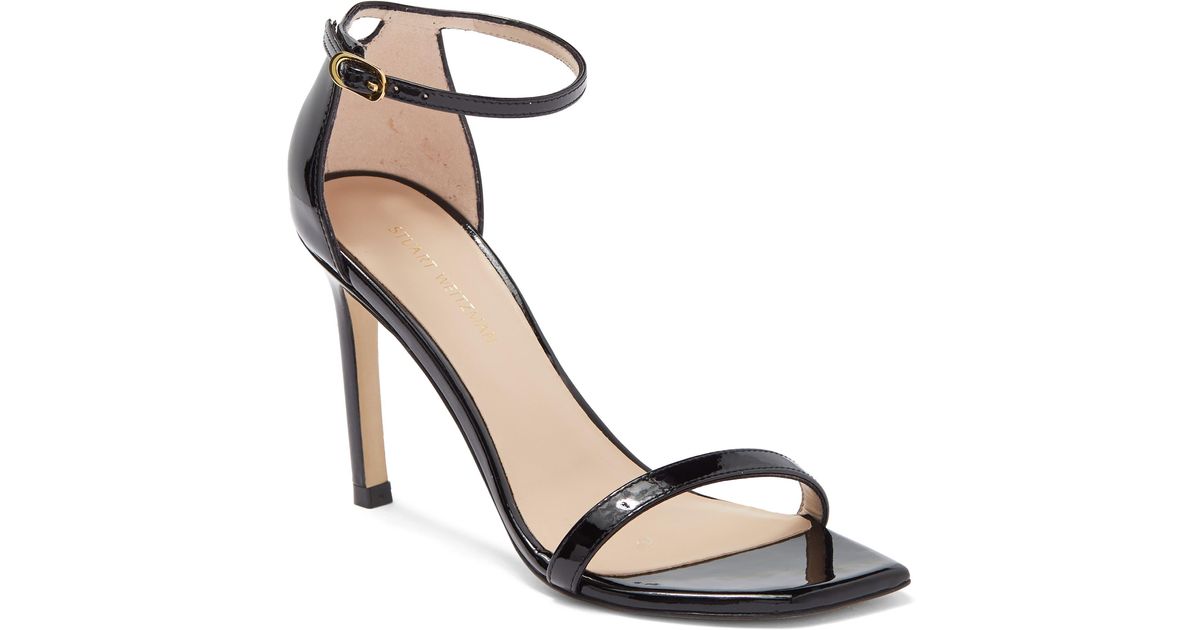 Stuart Weitzman Leather Amelina 95 Ankle Strap Sandal In Black At Nordstrom Rack | Lyst