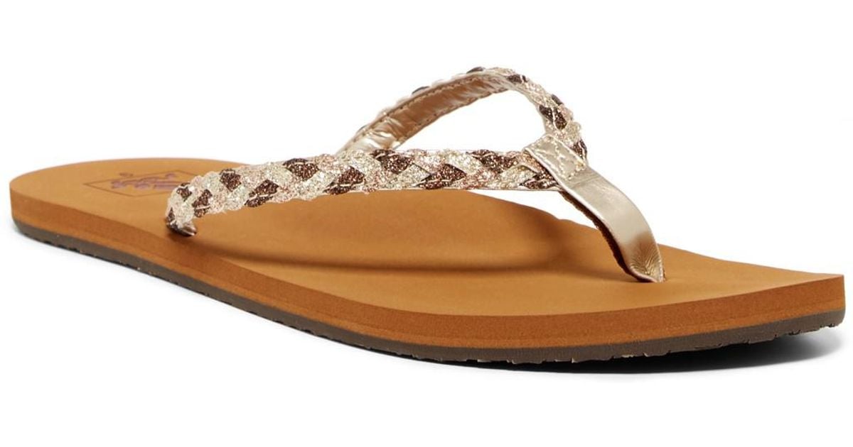 tan braided flip flops