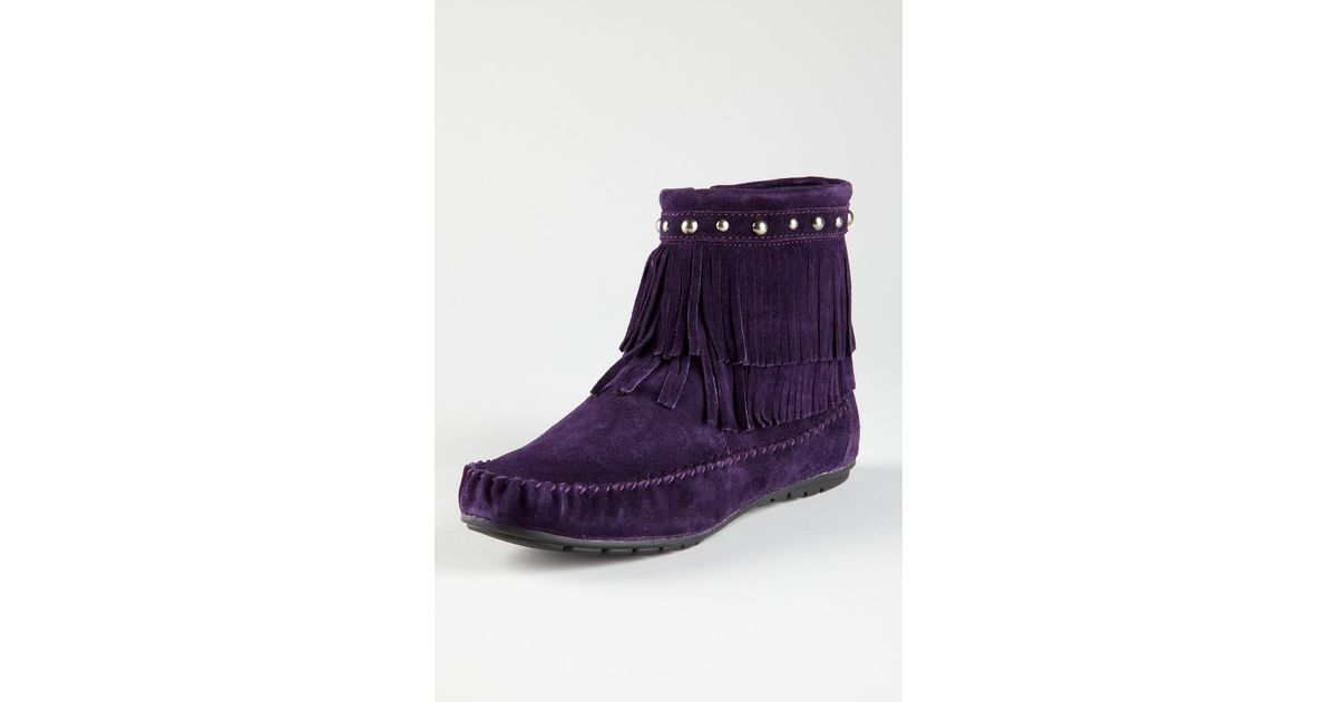 minnetonka purple fringe boots