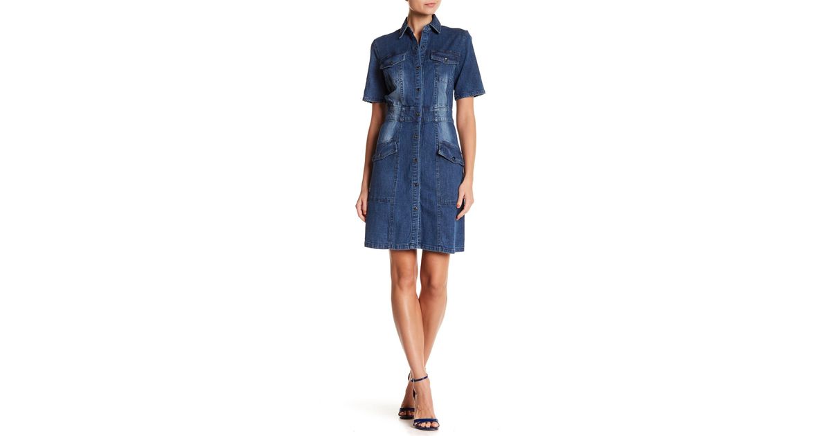 sharagano denim dress