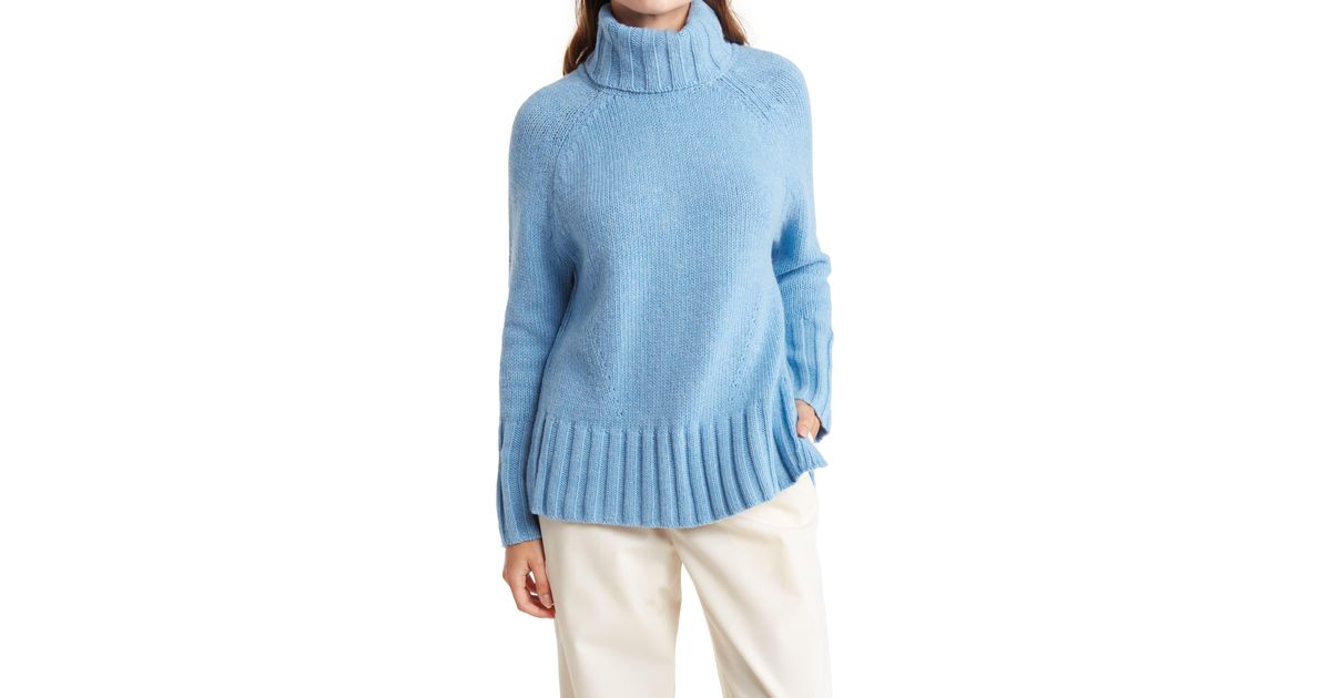 Reiss Eve Wool & Cashmere Turtleneck Sweater In Pale Blue At Nordstrom Rack | Lyst