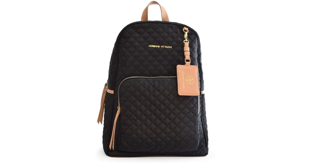 Adrienne Vittadini Quilted Backpack in Black | Lyst