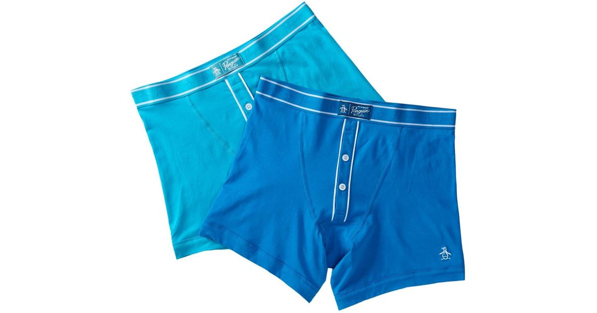 Original Penguin Button Boxer Brief Pack Of 2 in Blue for Men Lyst