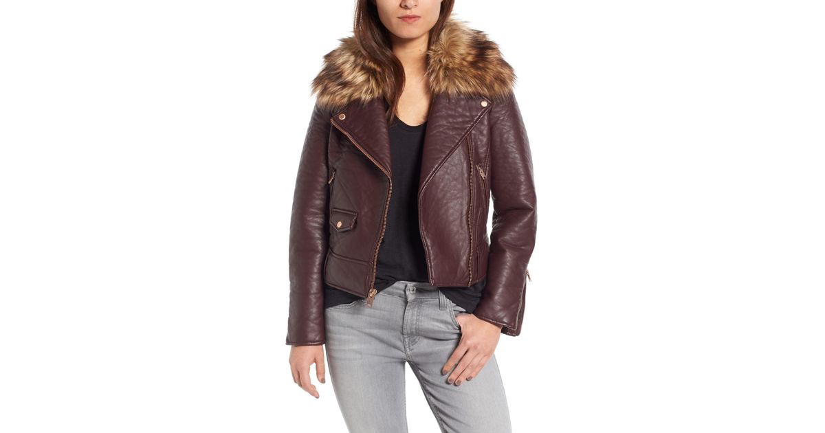 Marc New York Multicolor Andrew Beverly Faux Leather Jacket With Fur Trim