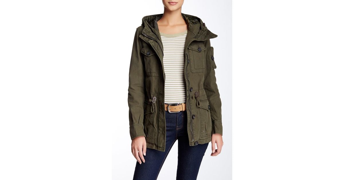 Levi's Hooded Military Jacket in Green | Lyst