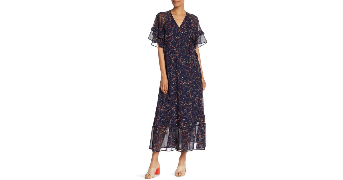 madewell vervain ruffle sleeve wrap dress