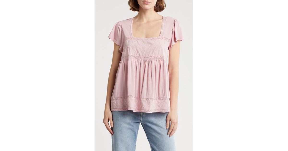 Embroidered Casual Summer Dress LUCKY BRAND Womens Embroidered Sleeveless  Square Neck Short Shift Dress Lucky Brand Cami Dress