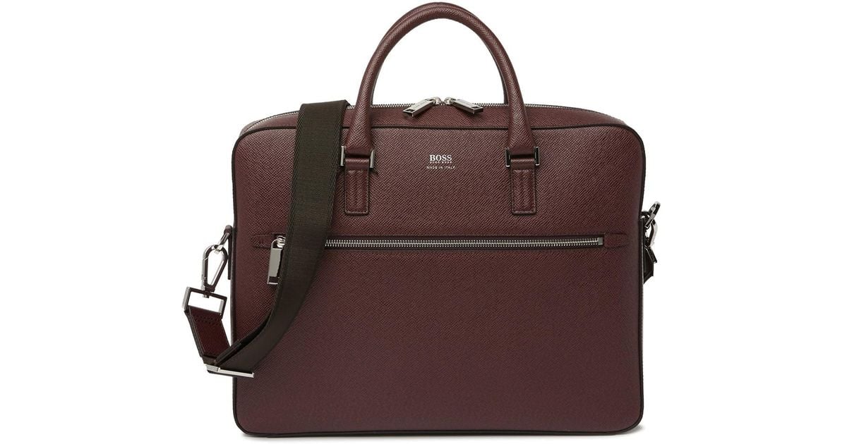 Looting plaintiff Microbe BOSS by HUGO BOSS Leather Signature Doc Laptop Bag in dk rd (Red) for Men |  Lyst