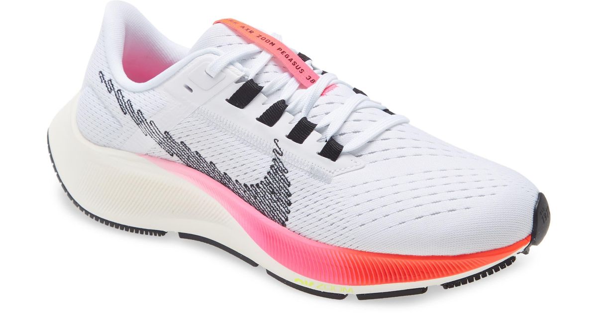 Nike Air Zoom Pegasus 38 Running Shoe In White/black/grey/pink At