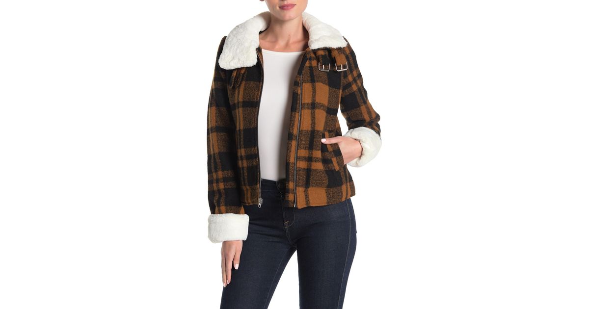 fur plaid jacket