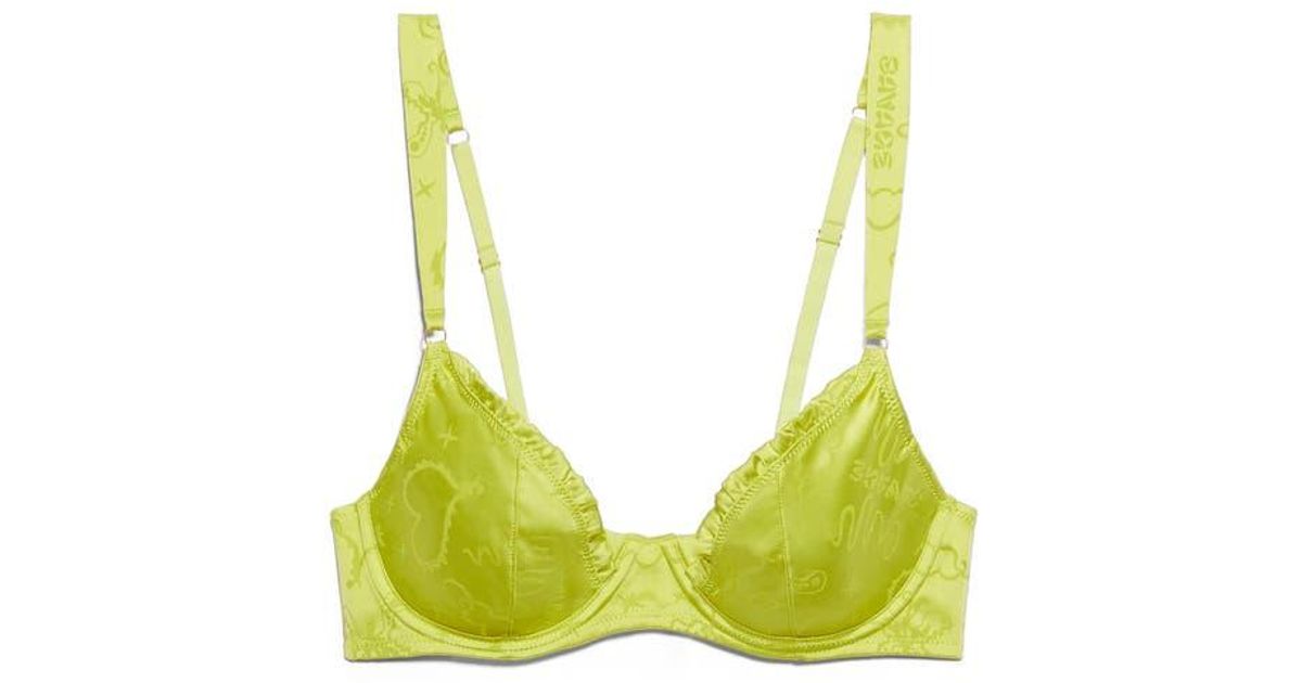 Savage x Fenty Heavenly Satin Unlined Balconette Bra in Yellow | Lyst