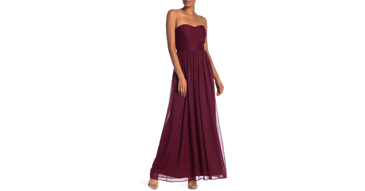 marina strapless roused gown